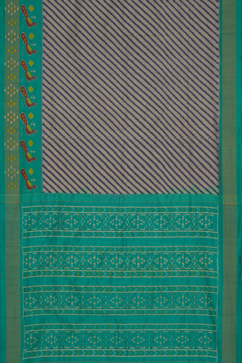 Image of Pochampally Ikat Silk Grey Saree