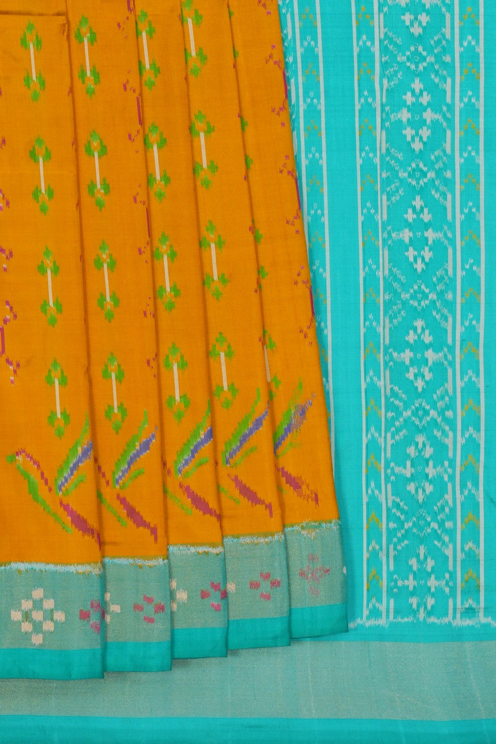 Image of Pochampally Ikat Silk Yellow Saree