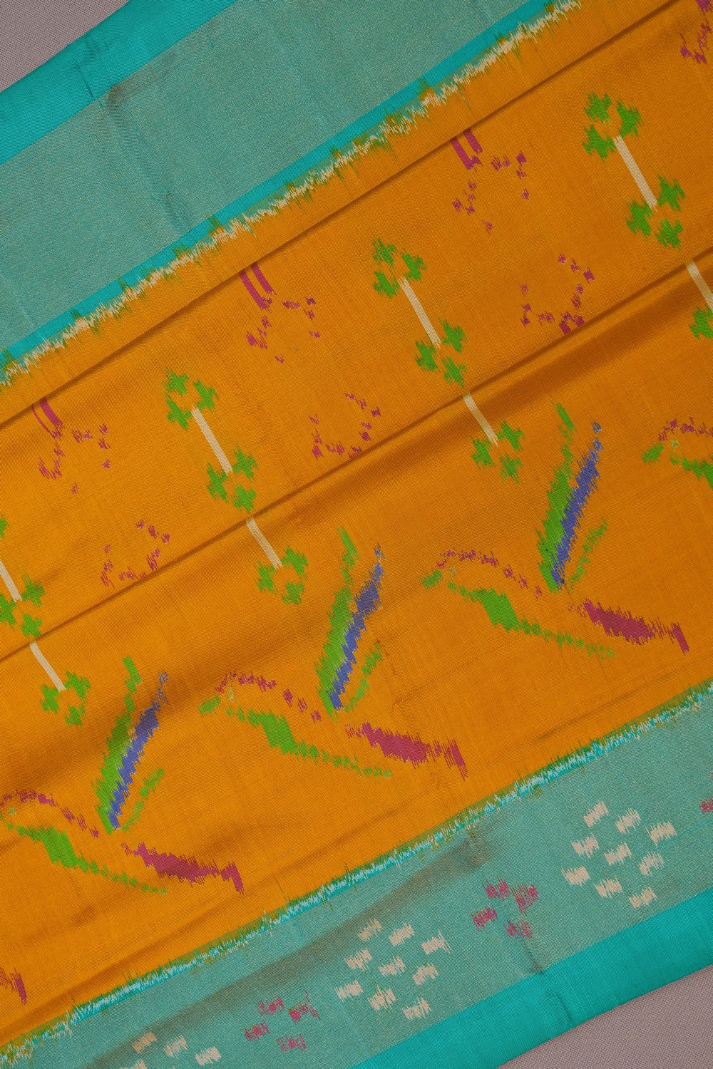Image of Pochampally Ikat Silk Yellow Saree