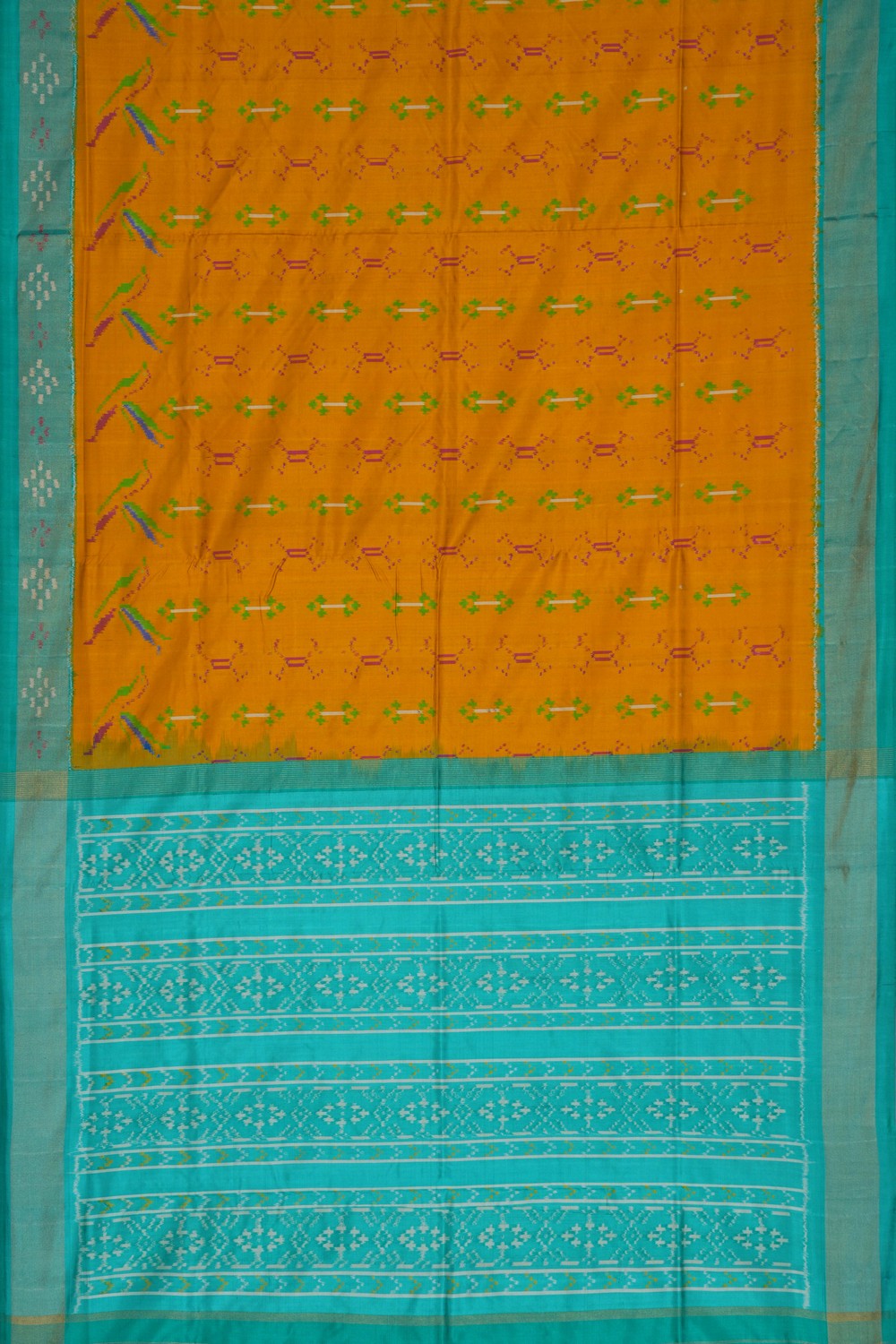 Image of Pochampally Ikat Silk Yellow Saree