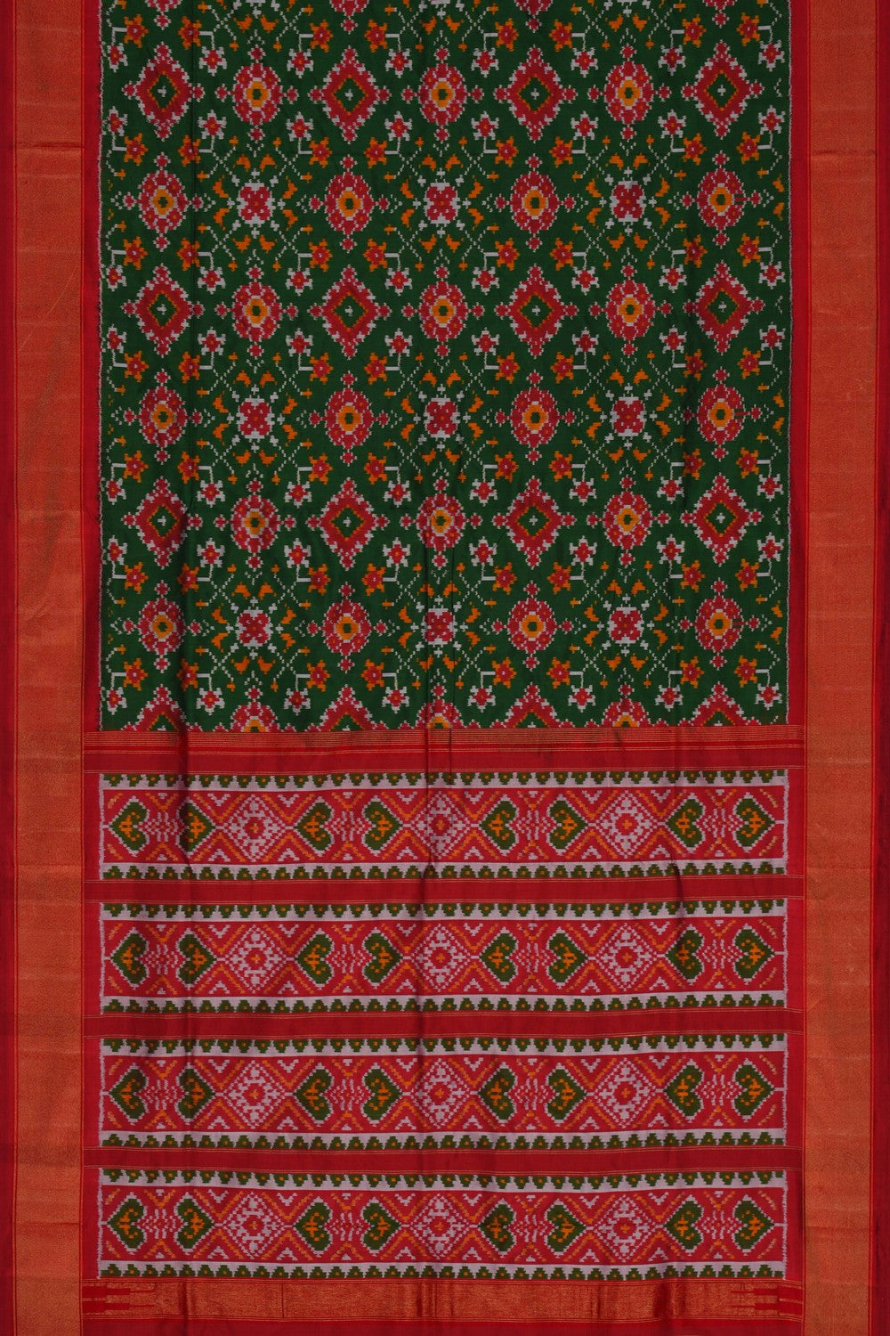 Image of Pochampally Ikat Silk Green Saree