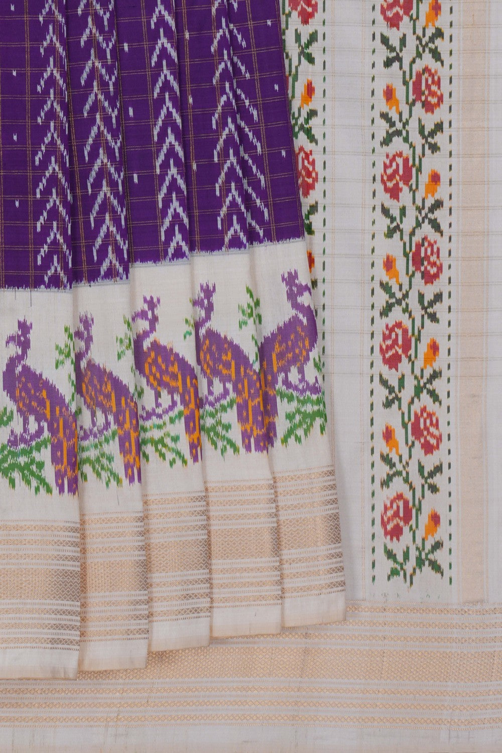 Image of Pochampally Ikat Silk Purple Saree