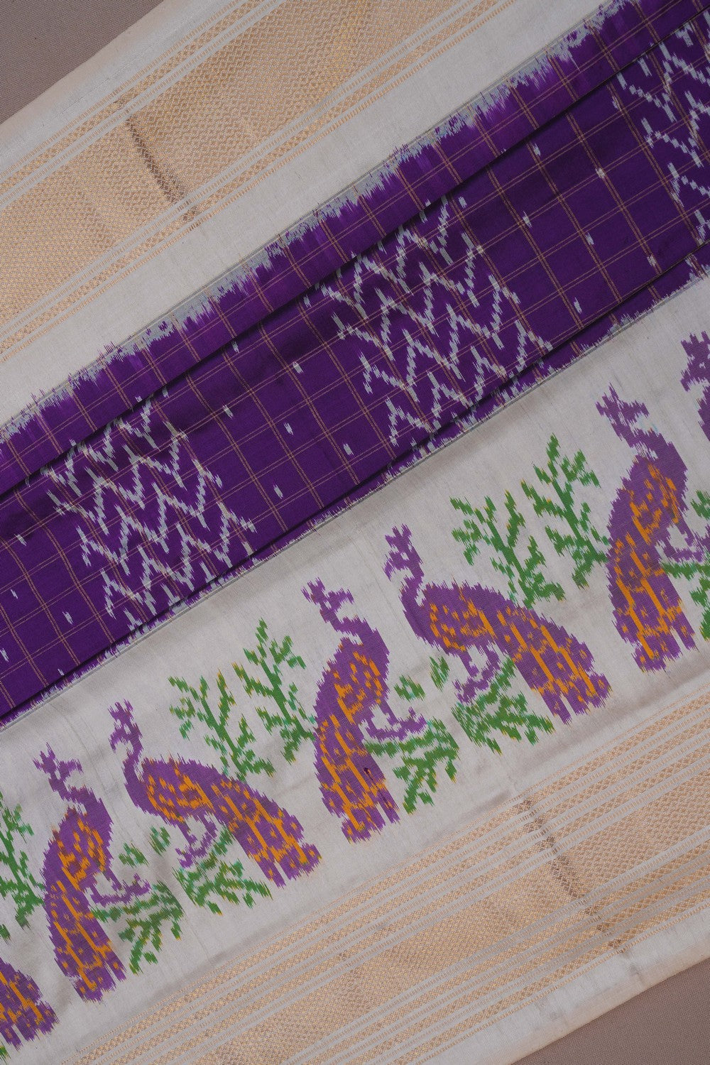 Image of Pochampally Ikat Silk Purple Saree