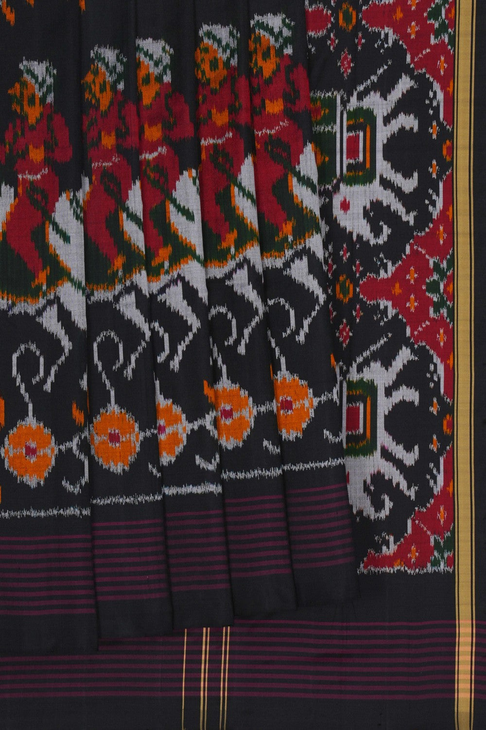 Image of Pochampally Ikat Silk Black Saree