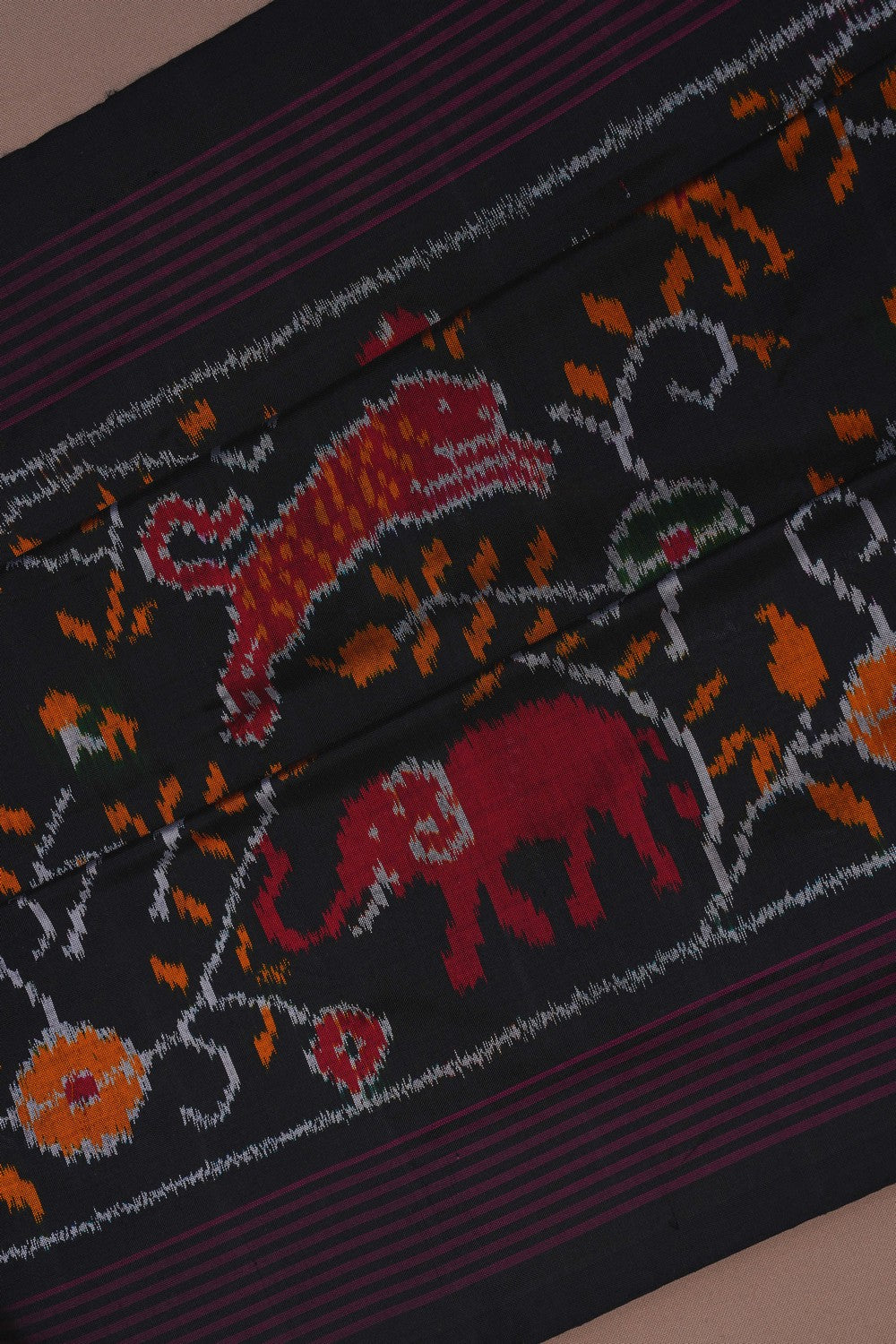 Image of Pochampally Ikat Silk Black Saree