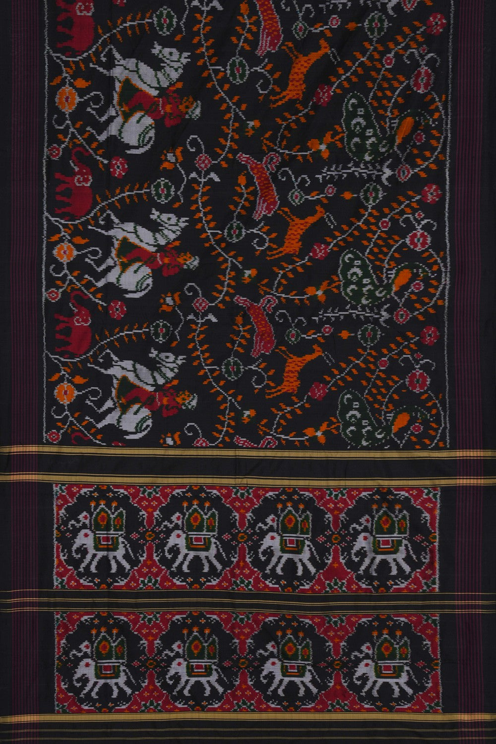 Image of Pochampally Ikat Silk Black Saree