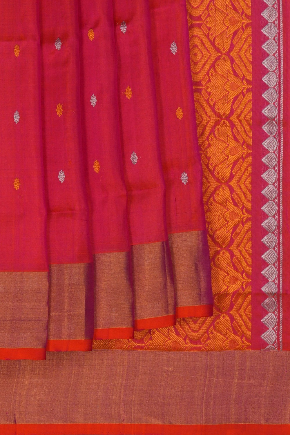 Image of Uppada Silk Fuchsia-Pink Saree