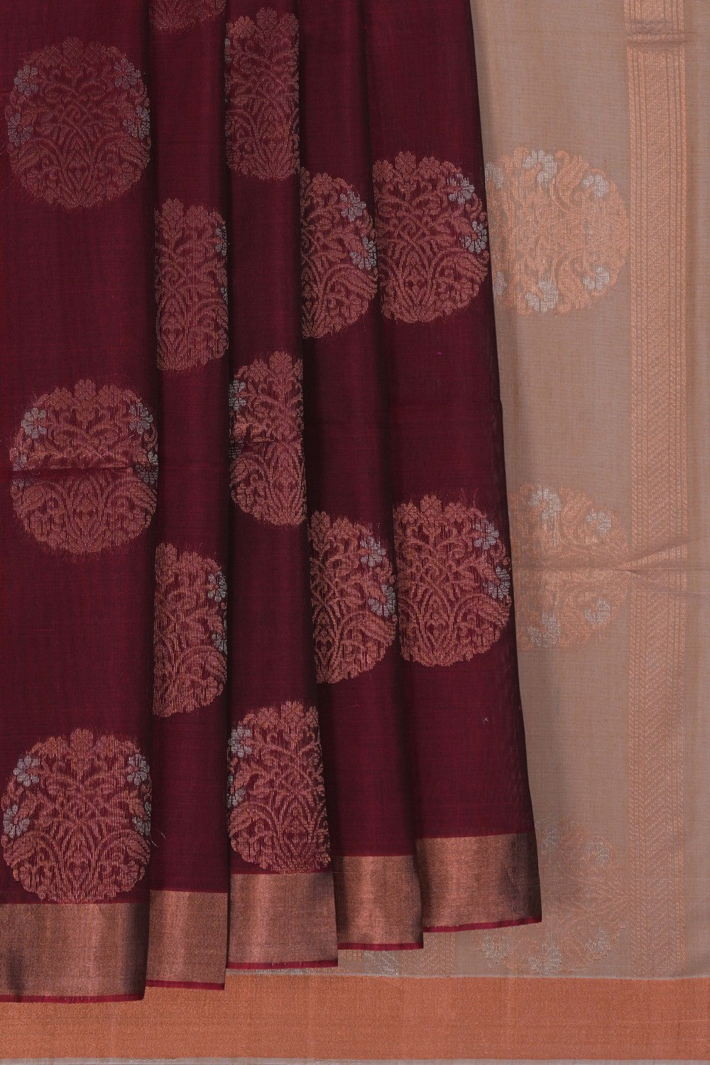 Image of South Cotton Silk Maroon Saree