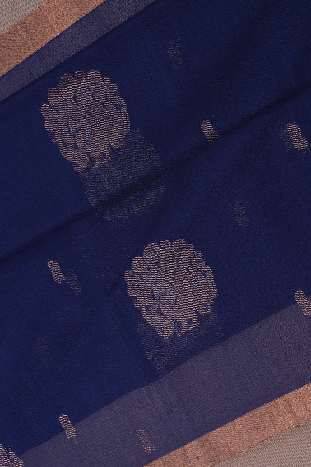 Image of South Cotton Silk Indigo Blue Saree