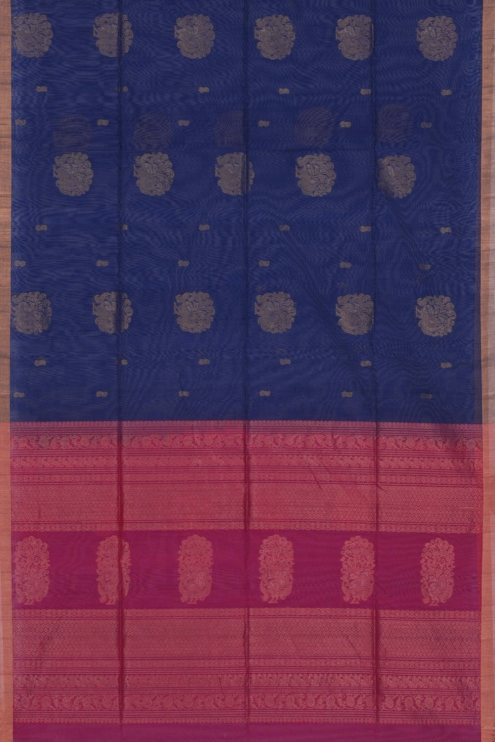 Image of South Cotton Silk Indigo Blue Saree