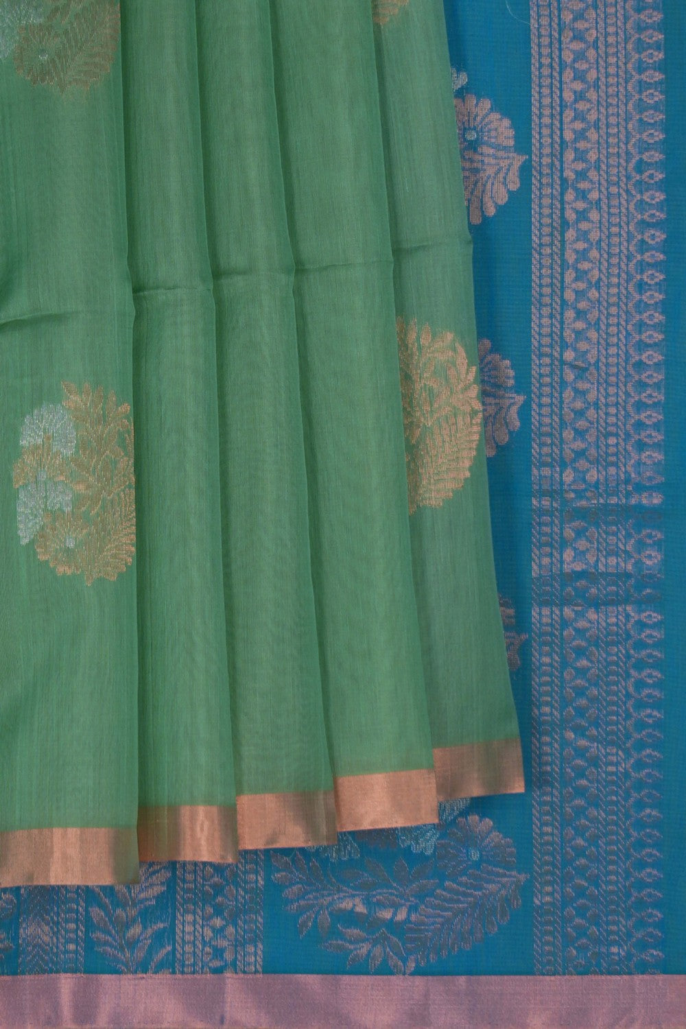 Image of South Cotton Silk Sea-Green Saree