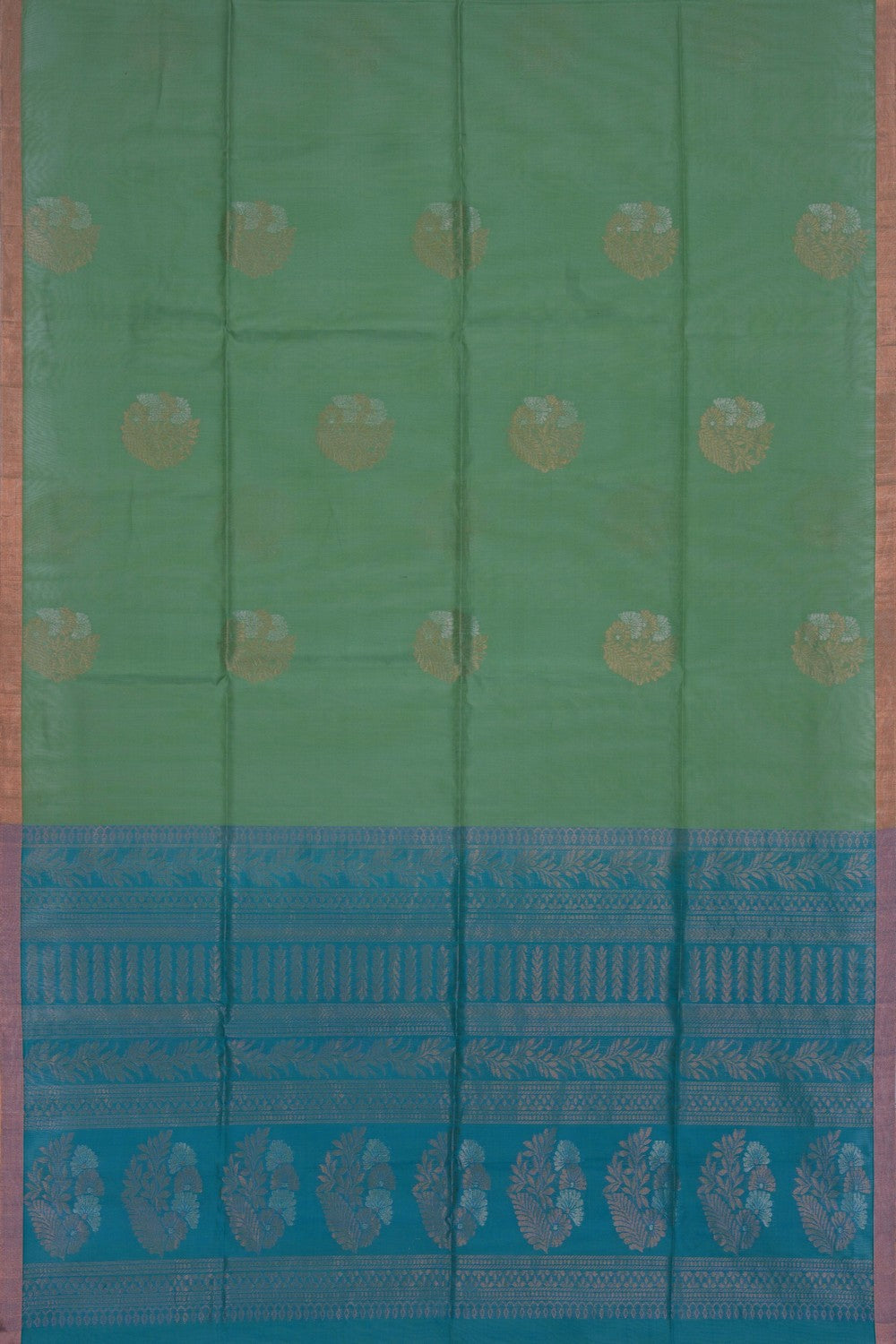 Image of South Cotton Silk Sea-Green Saree