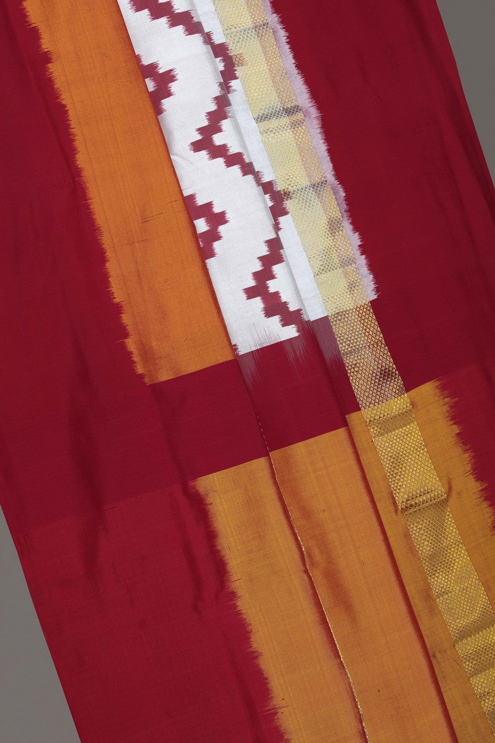 Image of Pochampally Ikat Off-White Saree