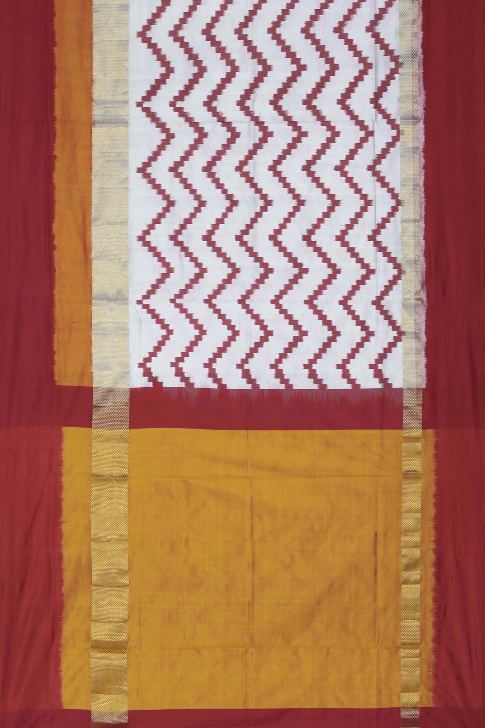 Image of Pochampally Ikat Off-White Saree