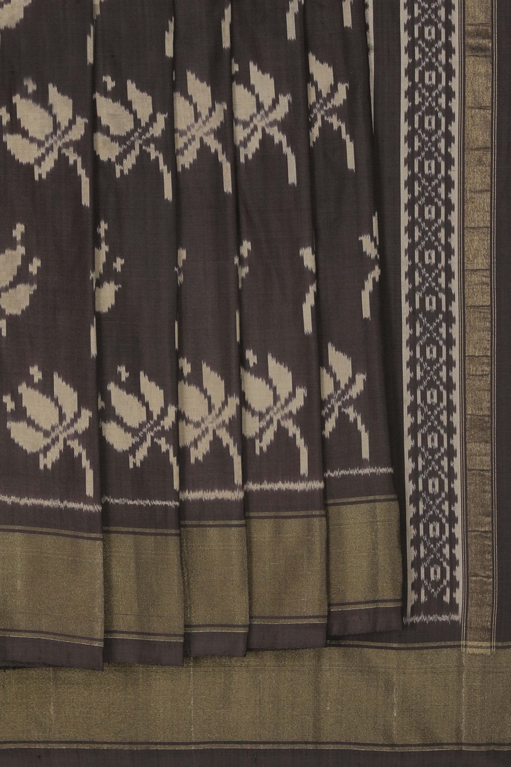 Image of Pochampally Silk Grey Saree