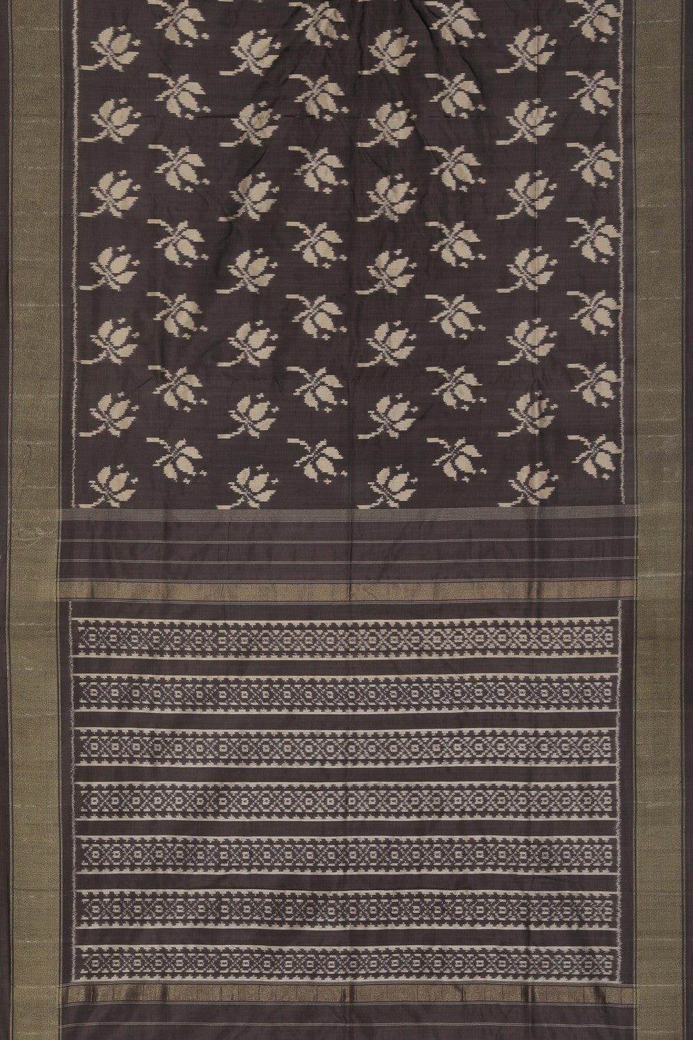 Image of Pochampally Silk Grey Saree