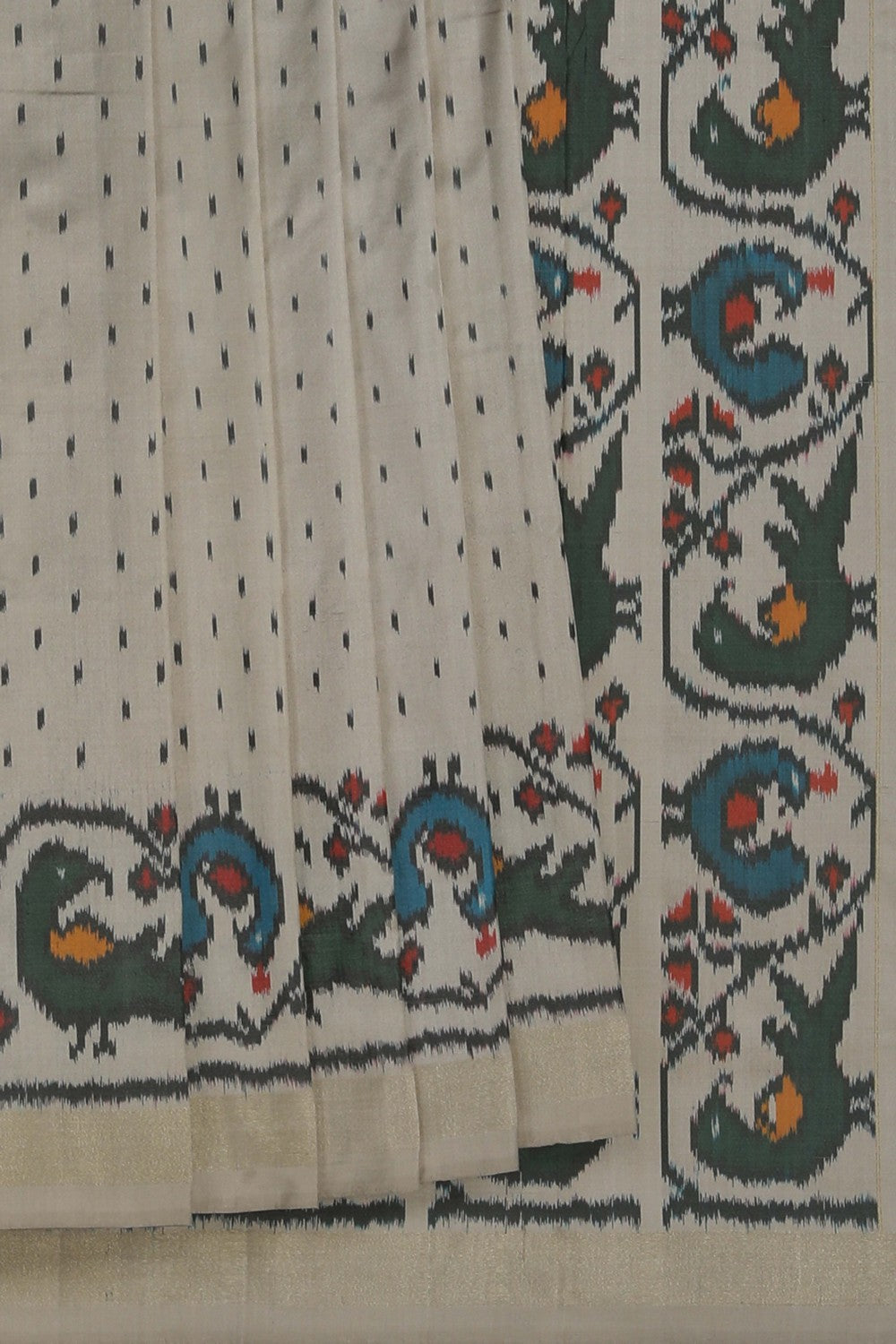 Image of Pochampally Ikat Silk Beige Saree