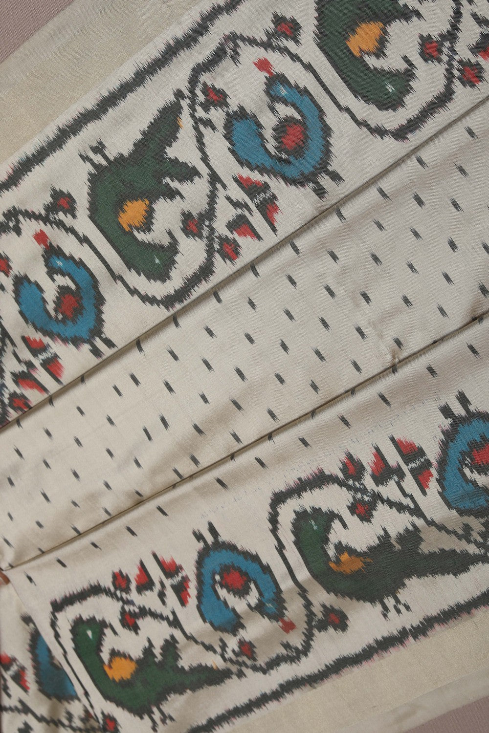 Image of Pochampally Ikat Silk Beige Saree
