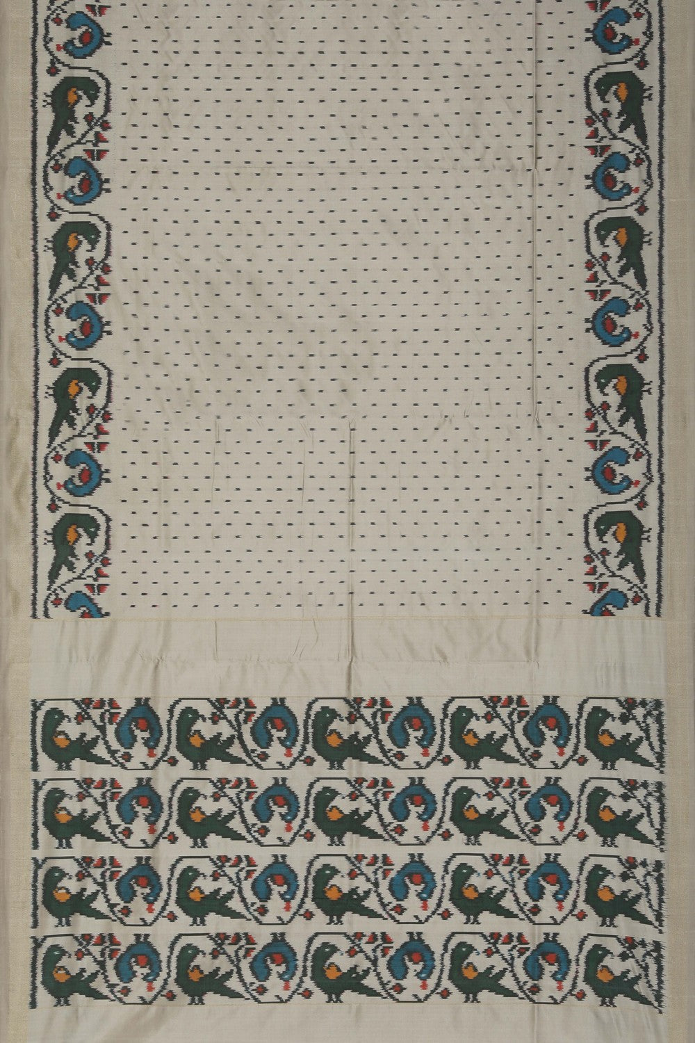 Image of Pochampally Ikat Silk Beige Saree