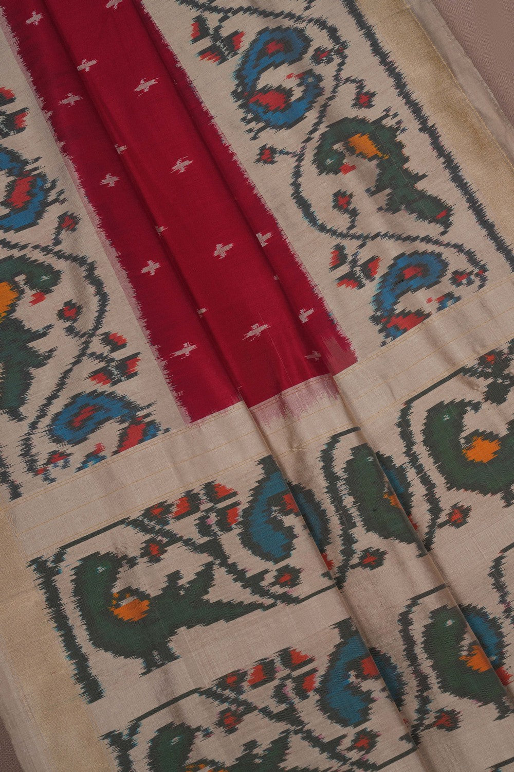 Image of Pochampally Ikat Silk Red Saree