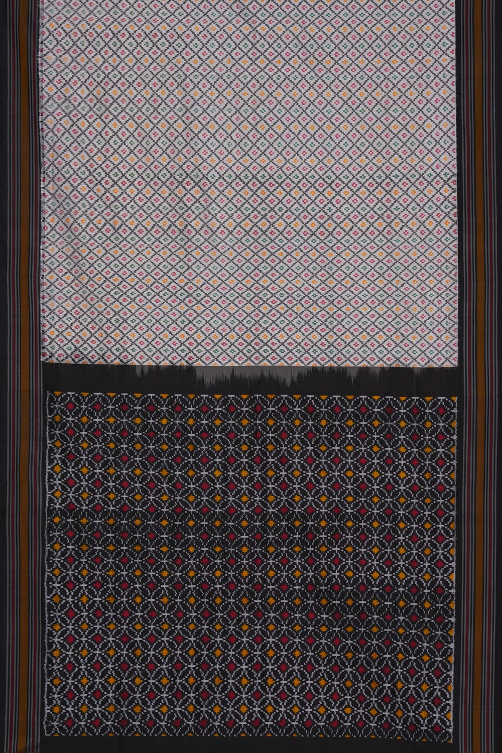 Image of Pochampally Ikat Silk Off-White Saree