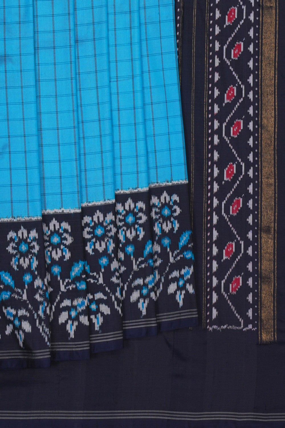 Image of Pochampally Ikat Silk Blue Saree