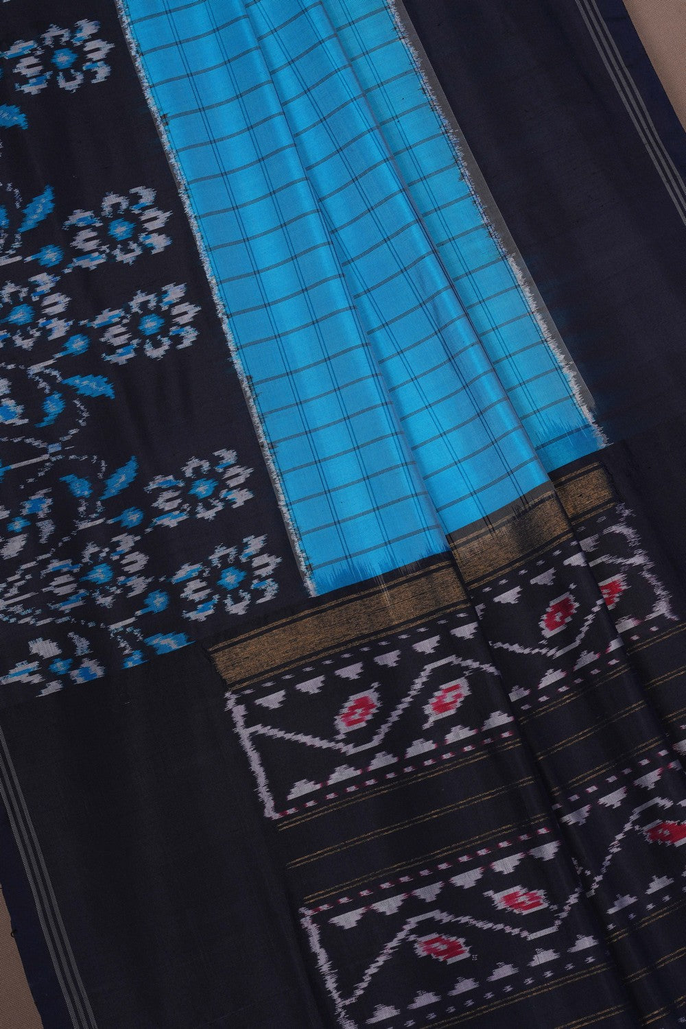Image of Pochampally Ikat Silk Blue Saree