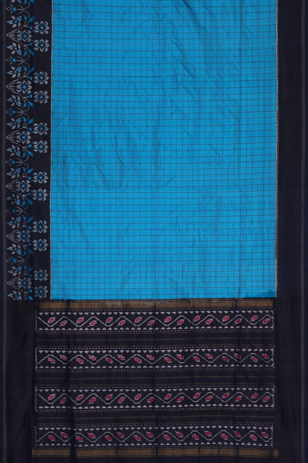 Image of Pochampally Ikat Silk Blue Saree