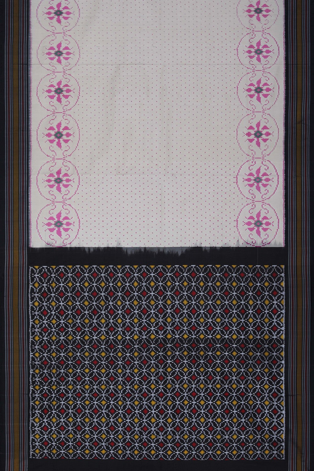 Image of Pochampally Ikat Silk Cream Saree