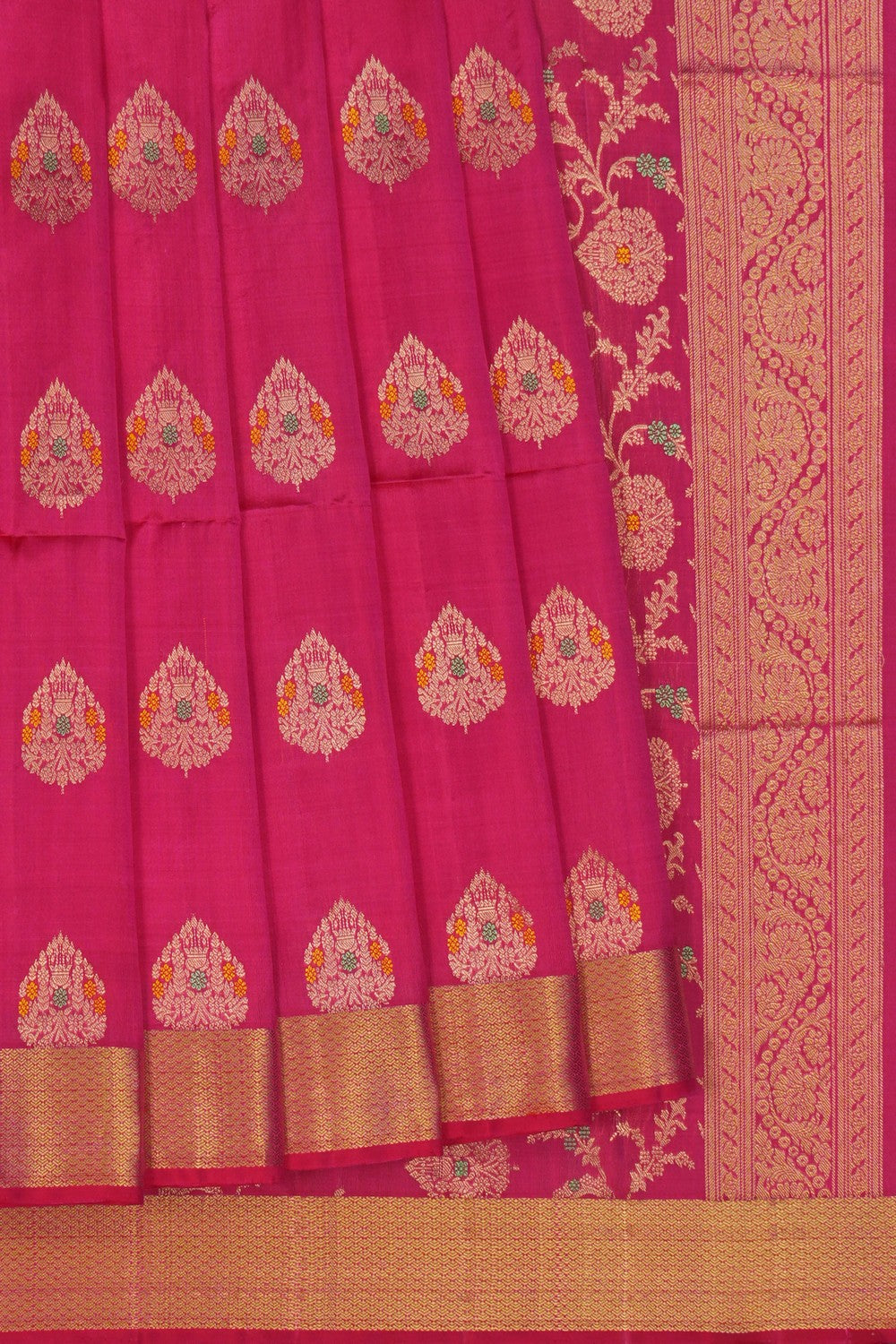 Image of South Silk Fuchsia Pink Saree