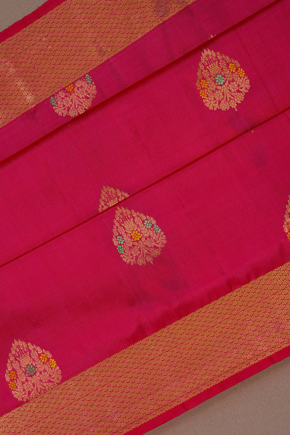 Image of South Silk Fuchsia Pink Saree