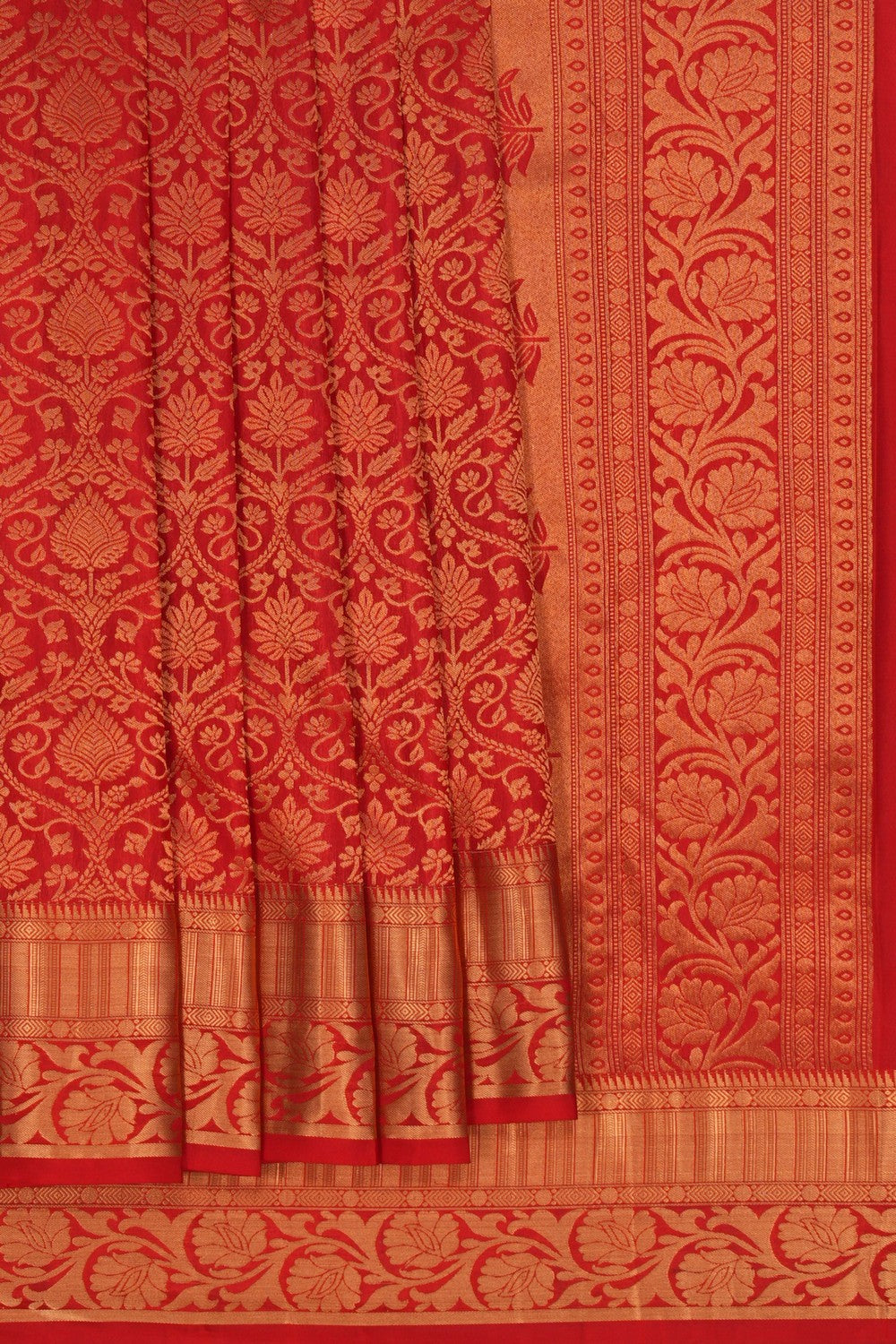 Image of South Silk Brocade Red Saree