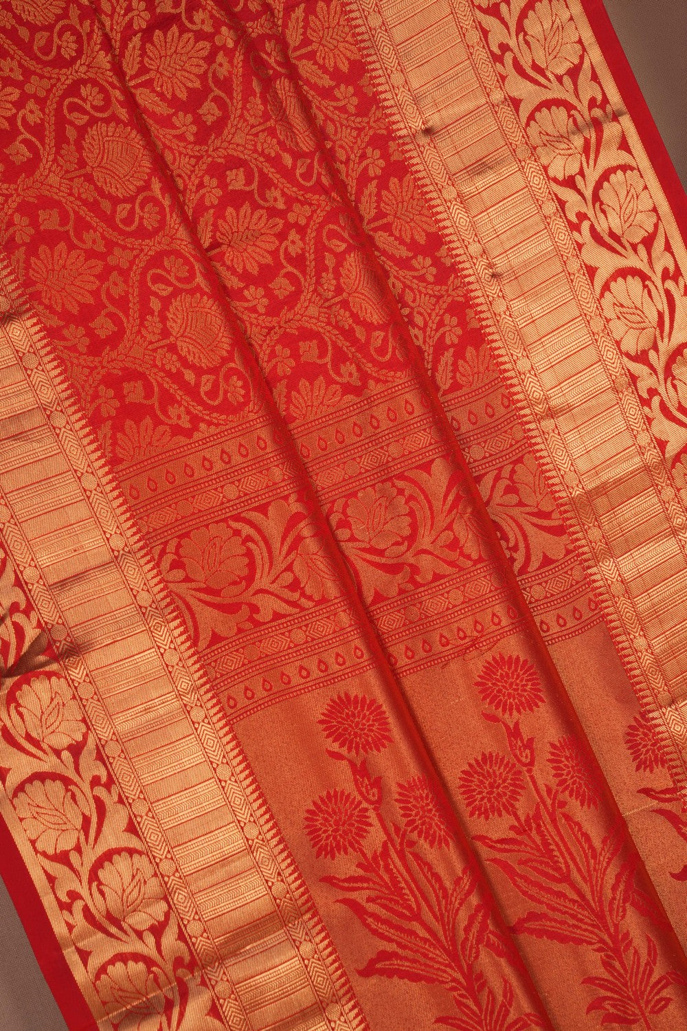 Image of South Silk Brocade Red Saree