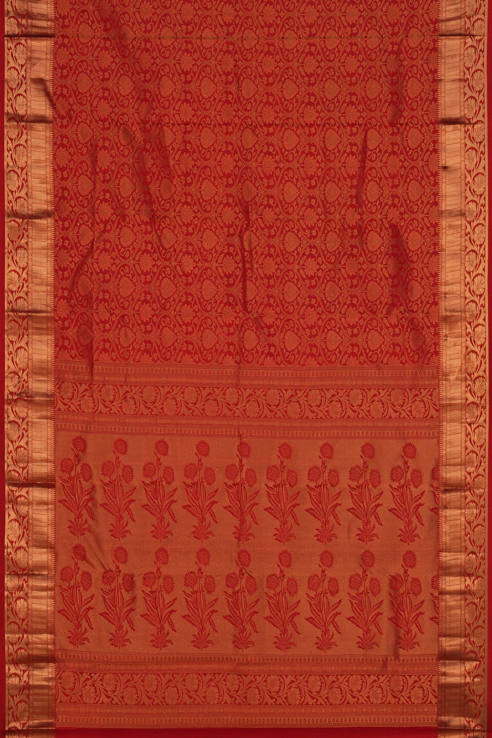 Image of South Silk Brocade Red Saree