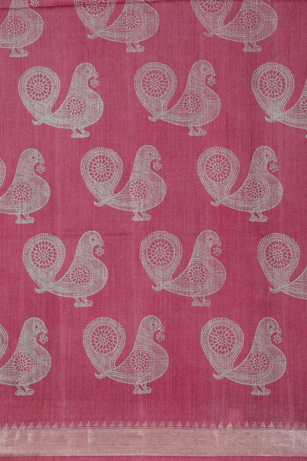 Image of A Peacock Printed Bhagalpuri Silk Saree