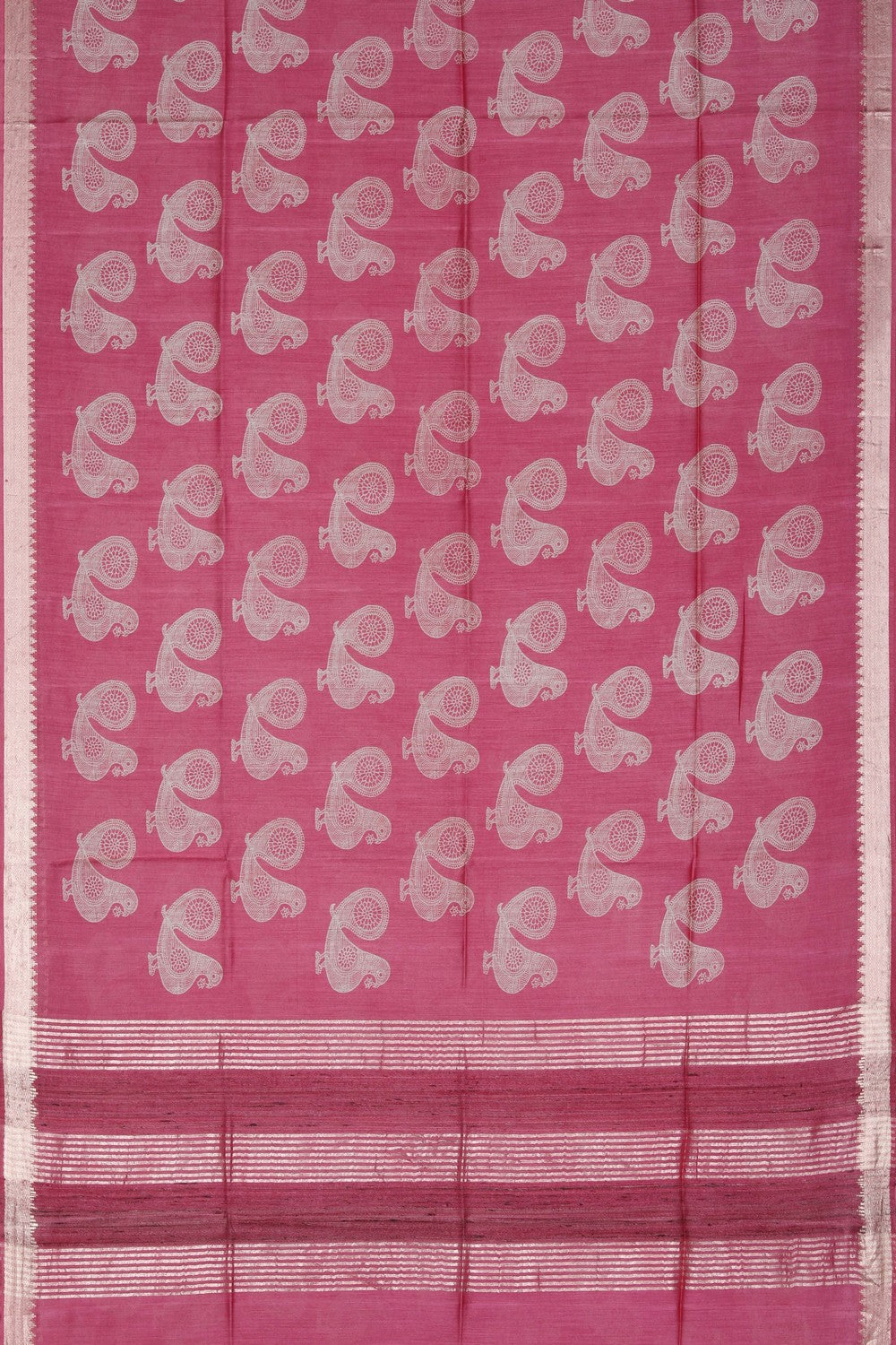 Image of A Peacock Printed Bhagalpuri Silk Saree