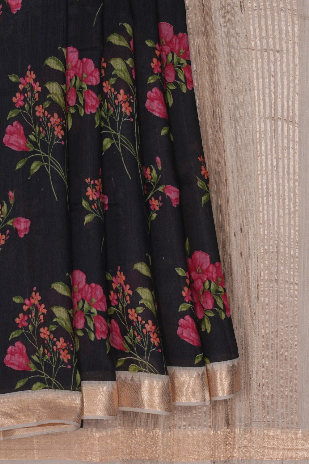 Image of A Floral Printed Bhagalpuri Silk Saree