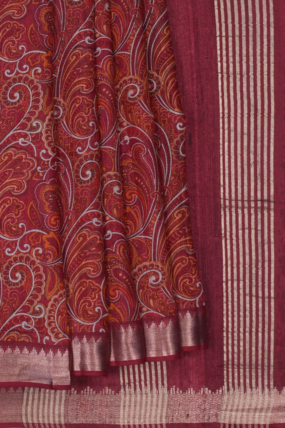 Image of A Bhagalpuri Silk Maroon Saree