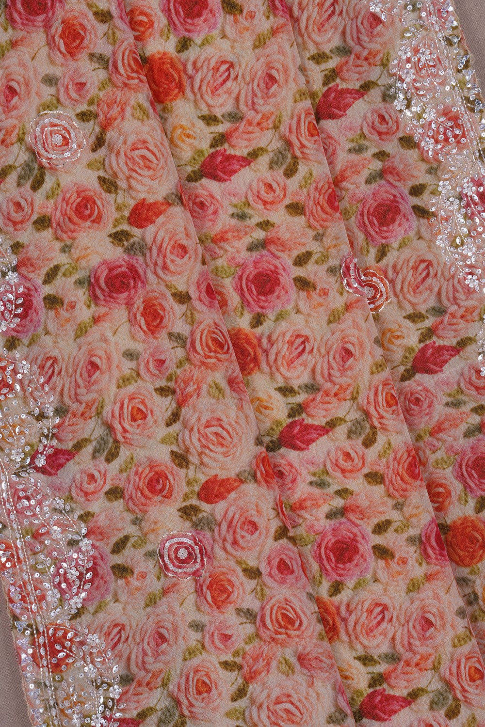 Image of A Floral Printed Silk Saree