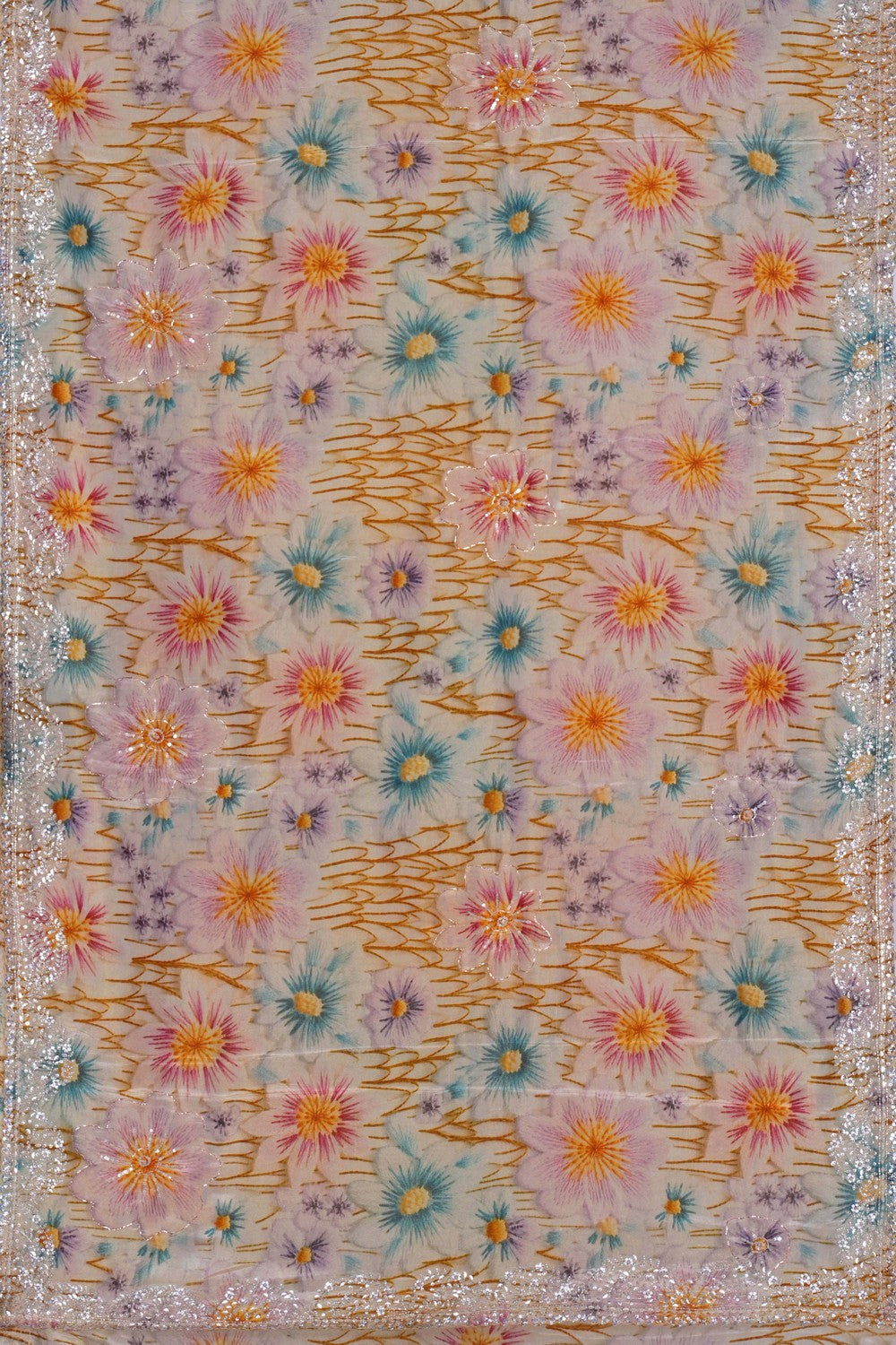 Image of A Floral Printed Silk Saree