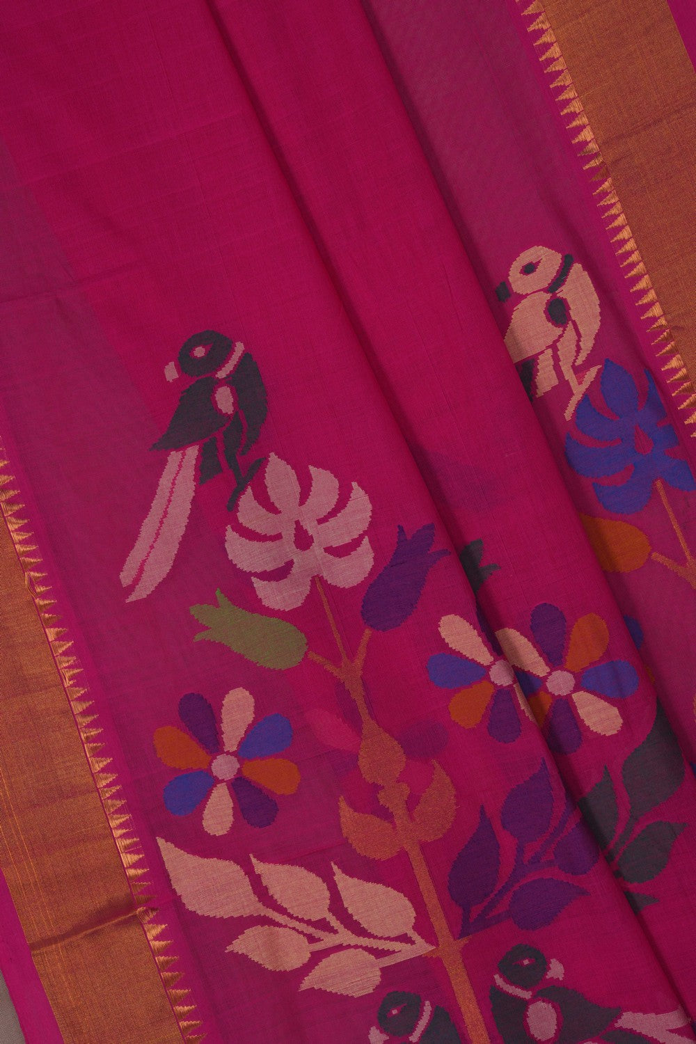 Image of Uppada Cotton Pink Saree