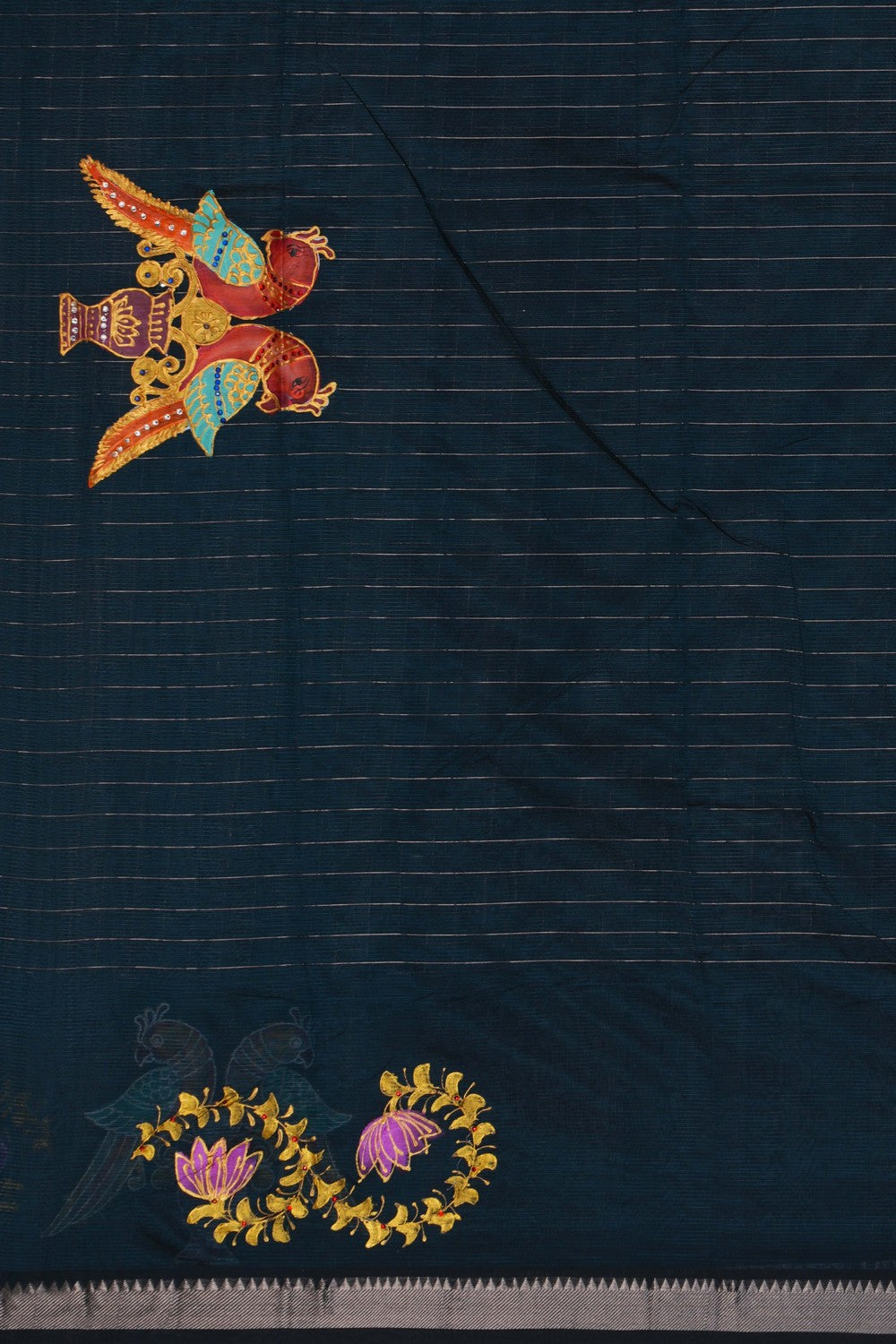 Image of Tanjore Style Hand Painted Mangalgiri Saree