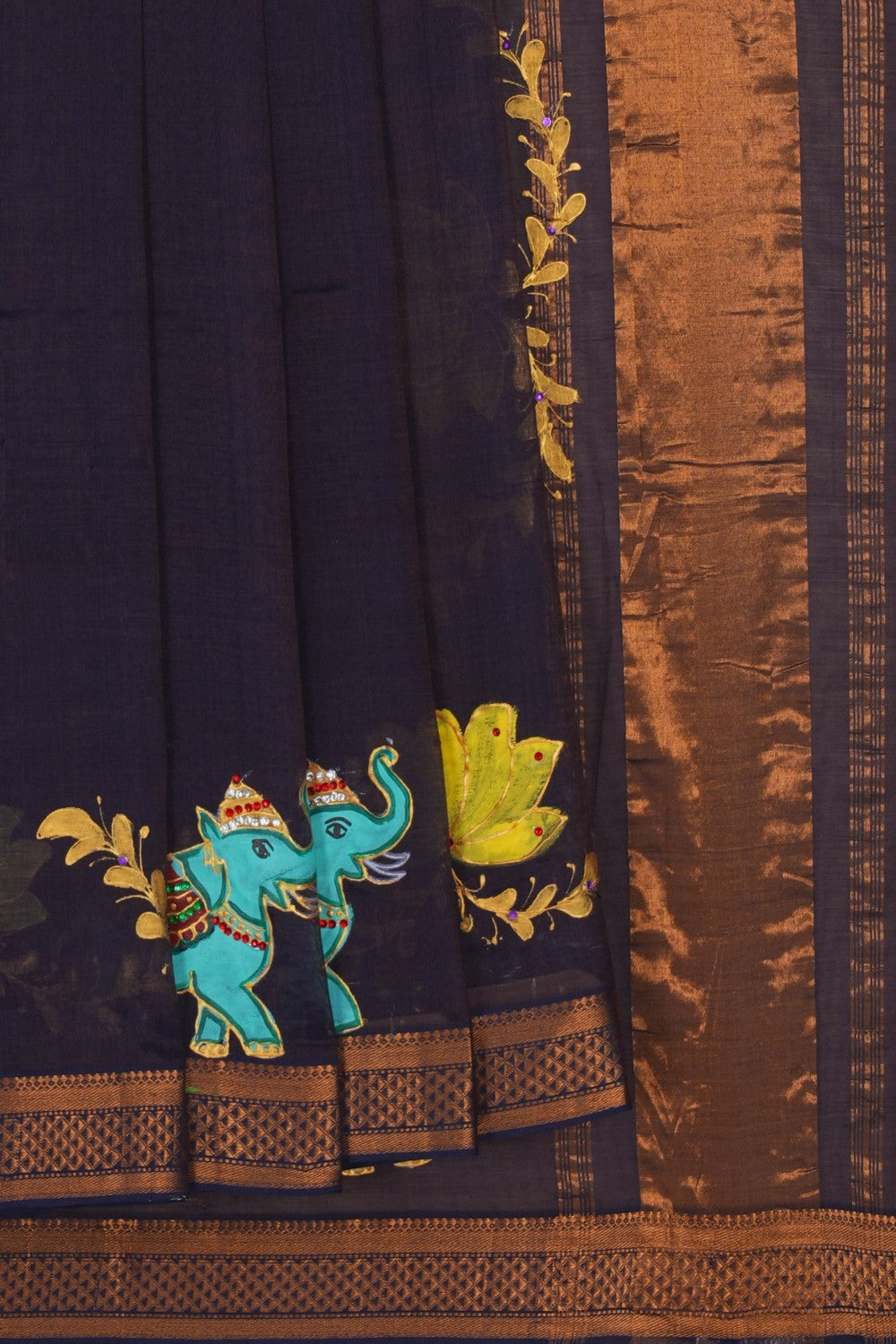 Image of Tanjore Style Hand Painted Mangalgiri Saree