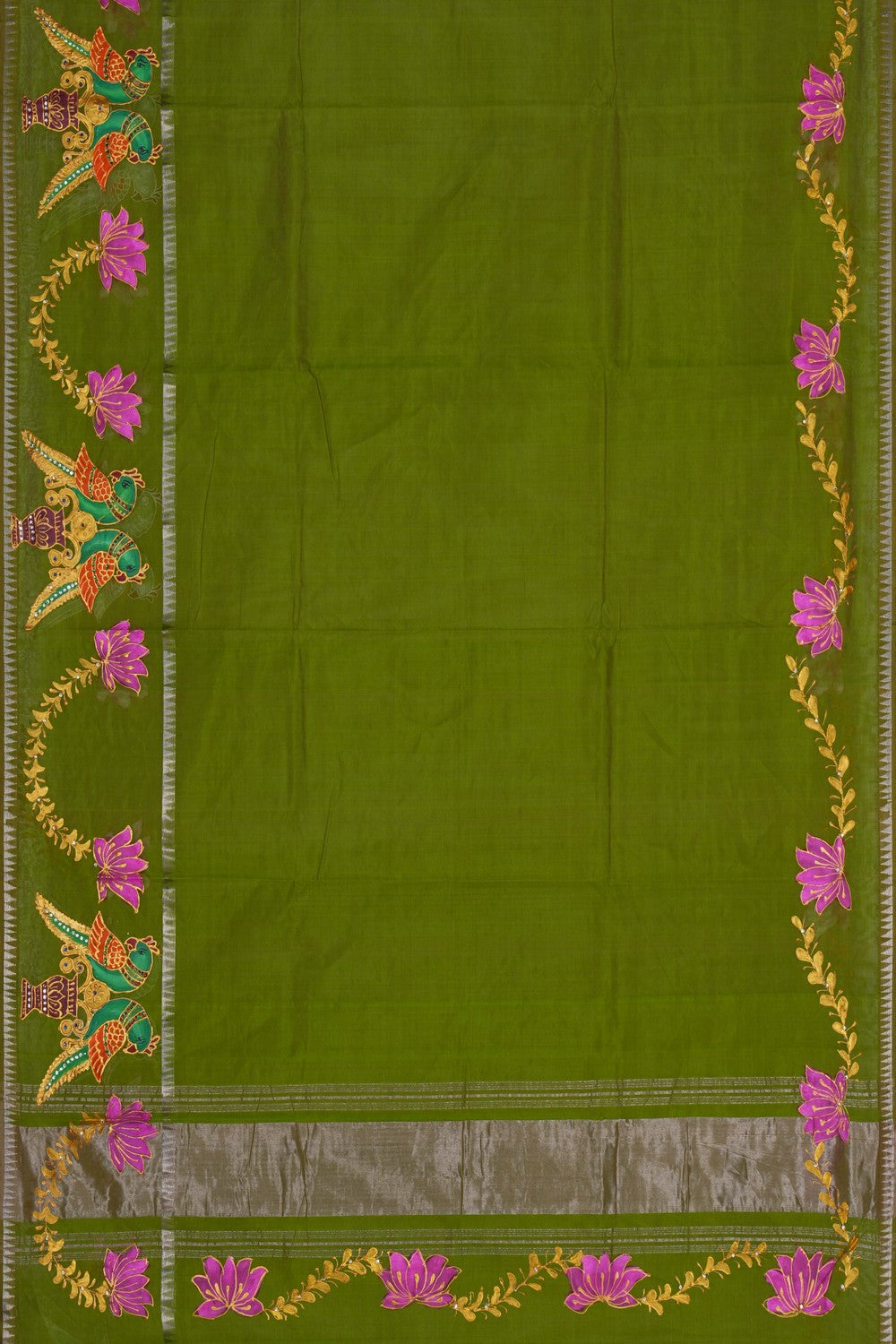 Image of Tanjore Style Hand Painted Mangalgiri Saree