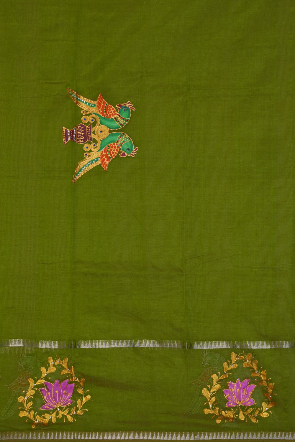 Image of Tanjore Style Hand Painted Mangalgiri Saree