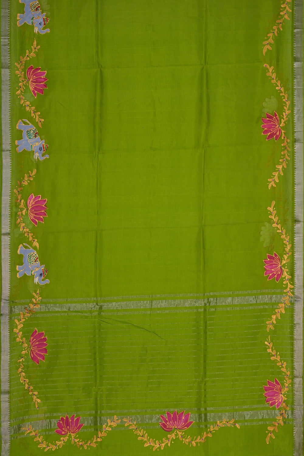 Image of Tanjore Style Hand Painted Mangalgiri Saree