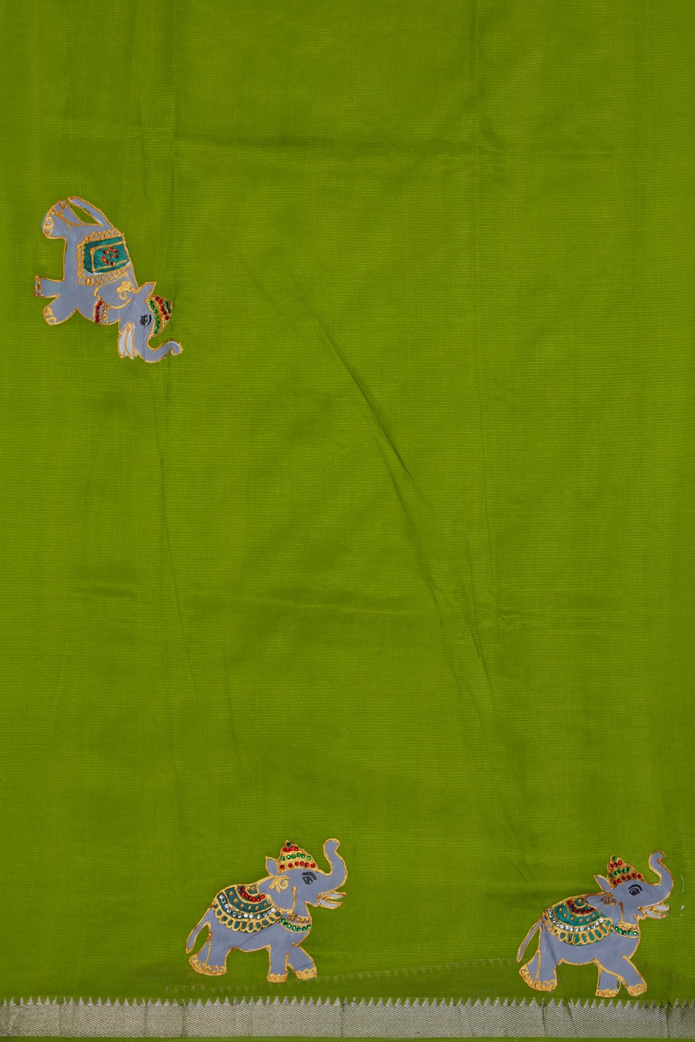 Image of Tanjore Style Hand Painted Mangalgiri Saree