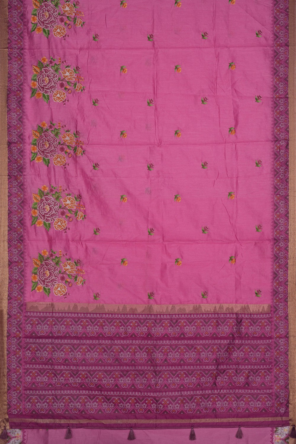 Image of A pink Silk Embroidery Saree