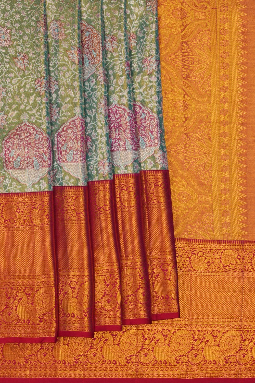 Image of A Kanchipattu Brocade Sea Green Saree