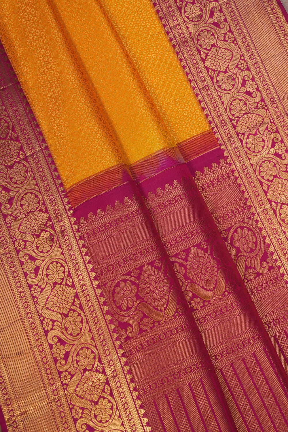 Image of Kanchi Brocade Silk Yellow Saree